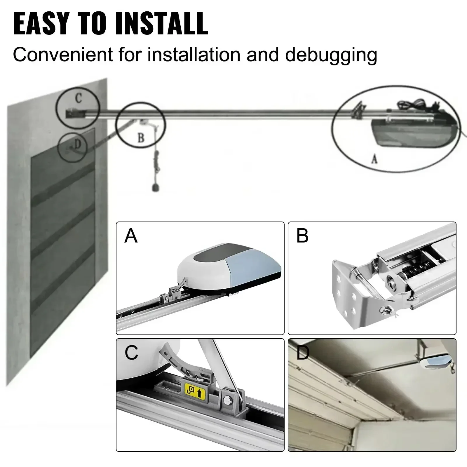 VEVOR Roller Door Opener 800N/1000N Garage Door Opener Operator Full Kit 120W Remote Control Electric Automatic Gate Openers