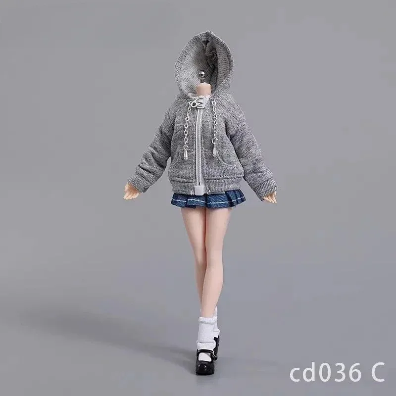 

CDTOYS CD036 1/12 Scale Female Soldier Hoodie Coat Sweater T-shirt Pleated Skirt Set Clothes Model for 6'' Action Figures Doll