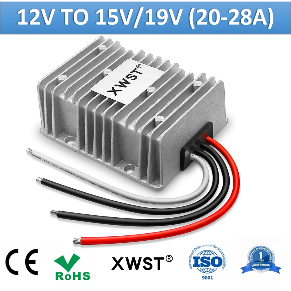 XWST DC to DC 12v to 15v Step Up Converter Non Isolated Aluminum 12v to 19v 21A 25A 28A Boost Power Supply DC Voltage Regulator