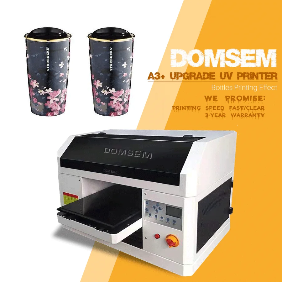 DOMSEM Big A3 UV LED Printer for Mobile Back Cover Pen Pop Socket Inkjet Flatbed Printing Machine for Sale