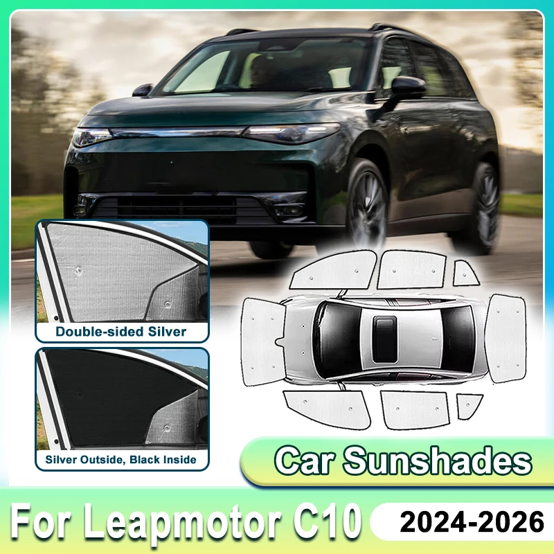

For Leapmotor C10 Accessories 2026 2024 2025 Car Reflective Sun Shades Front Rear Windshield Privacy Sun Shades Auto Accessories