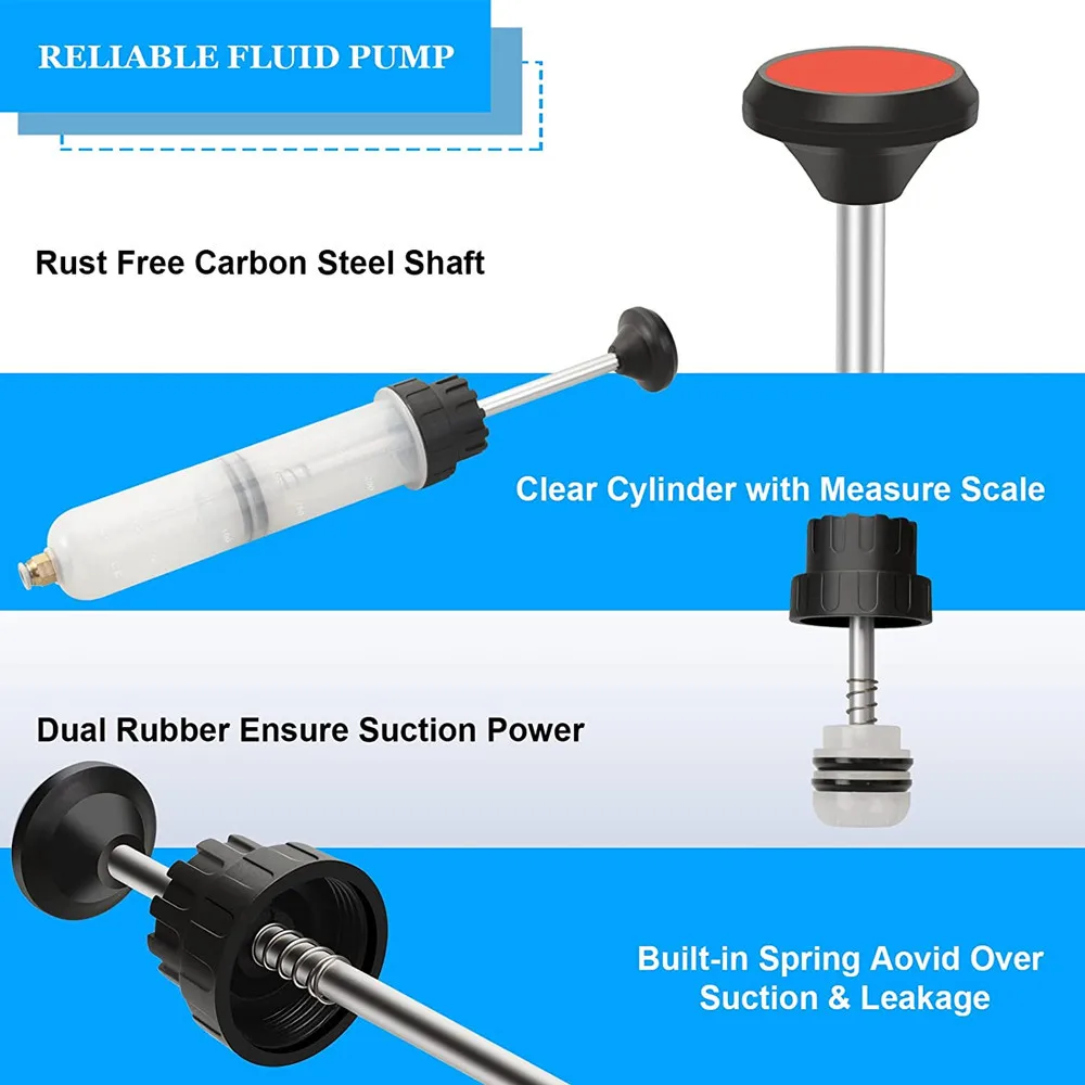 자동 브레이크 유체 추출기, 자동 오일 교환 주사기, 호스 포함, 이중 목적 오일 교환 도구, 100-500cc 자동차 용품