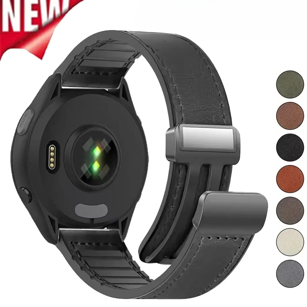 22 مللي متر 20 مللي متر جلد + حزام سيليكون ل Forerunner 55 165 265 965 سوار مغناطيسي الفرقة Garmin Vivoactive 6/5 Venu 3/2 حزام #1