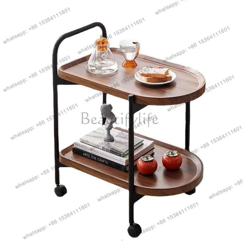 

Simple and removable small coffee table, shelf next to solid wood sofa