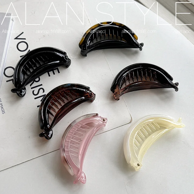 1pc Korean Style Acetate Ponytail Clip Simple Elegant Back of Head Hair Pin Twist Banana Horizontal Claw for Women