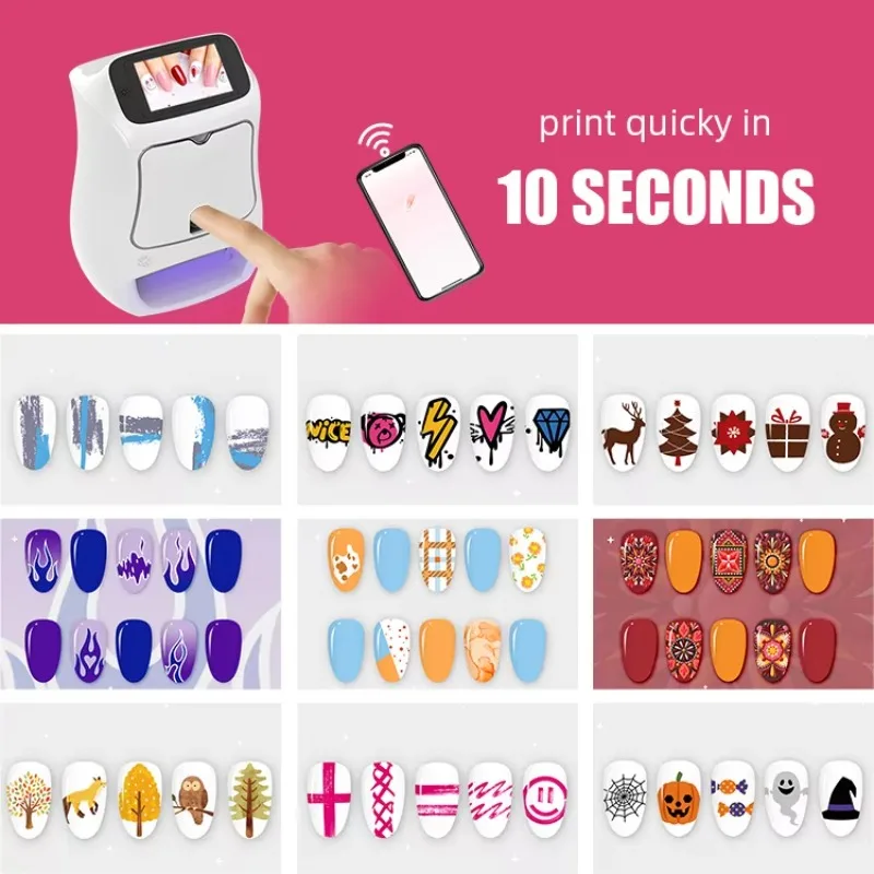 STLF2025 Nuovo Design 3D Stampante Smart Nail Art Adesivi Professionali Disegni FAI DA TE Stampante Nail Art Pittura Mini Macchina Automatica