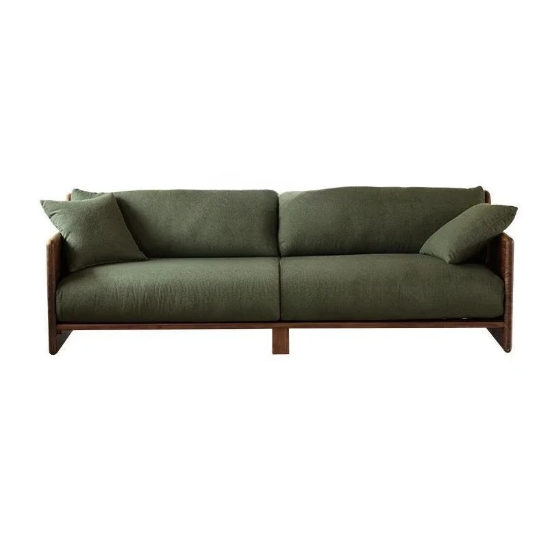 

Solid Wood Living Room Green Shade Sofa North America Black Walnut Wooden Sofa Combination