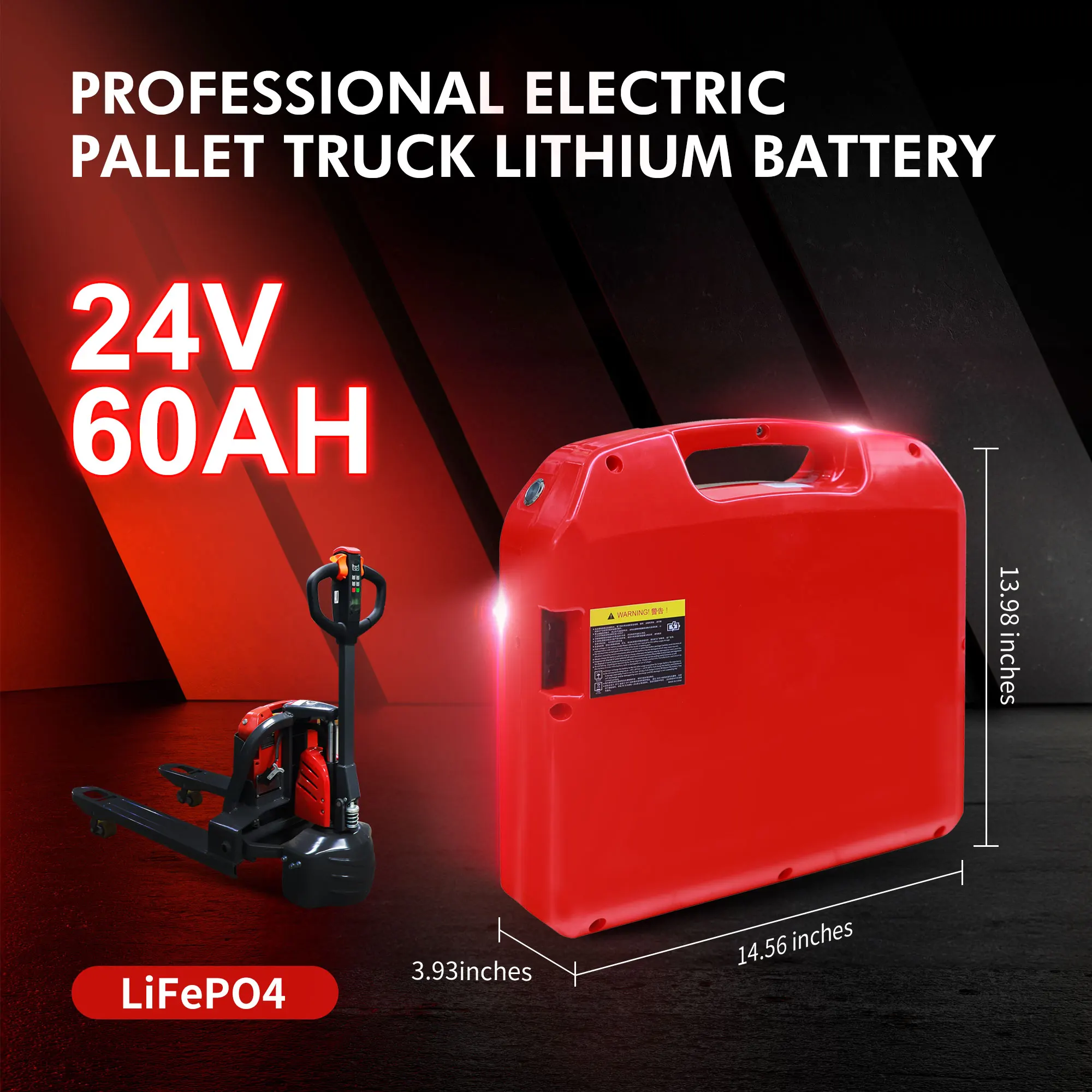 

24V 60AH LiFePO4 Lithium Battery for HELI DC15/18 CBD15J/18-LI3 LI-S Pallet Jack Truck
