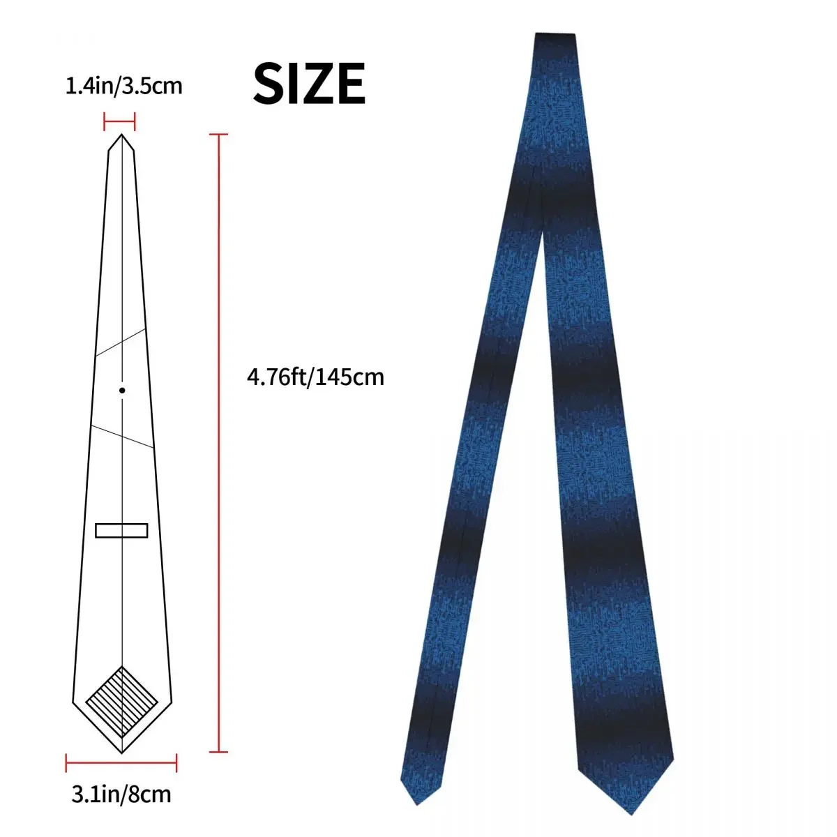 Custom Reboot Blue Computer Circuit Board Pattern Tie Men's Fashion Silk Cpu Science Hacker Programmer Necktie for Business