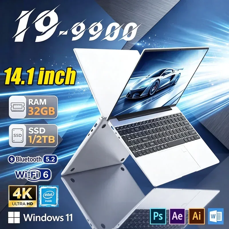 14.1 Inch Laptop 32GB RAM Intel Core I9 9900 Notebook Ultra Slim 1TB 2TB SSD Office PC
