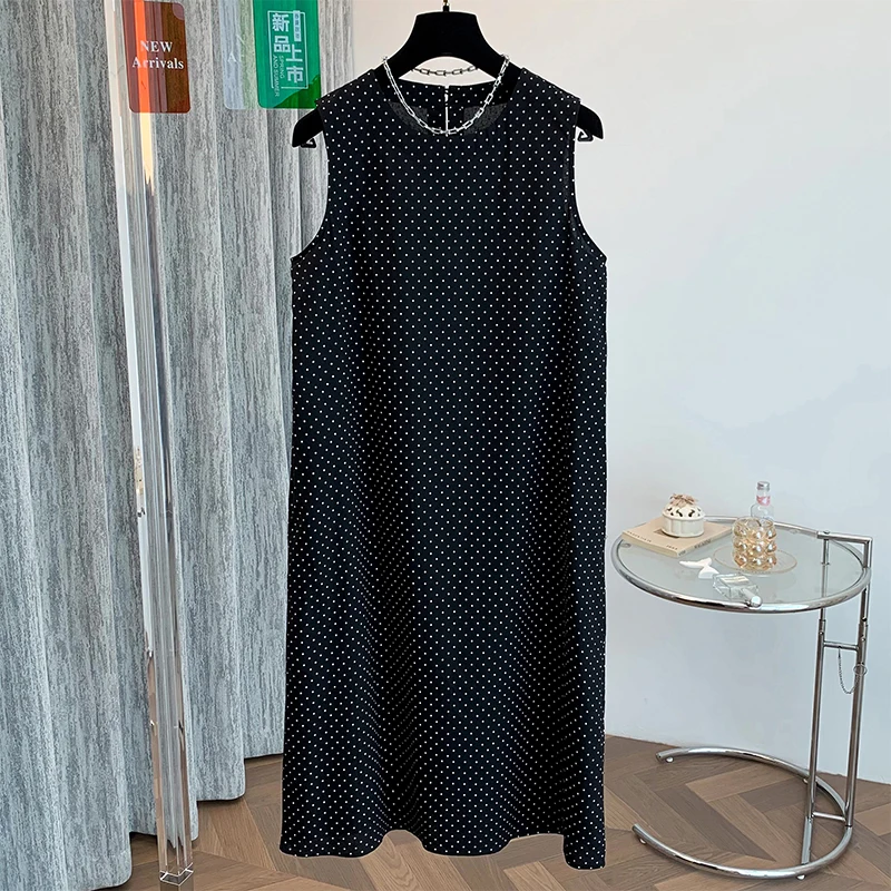 Summer Sweet Japanese Sle Summer New round Slimming Linen Dress Women's A-Line Sleeveless Midi Dress Single Piece N772