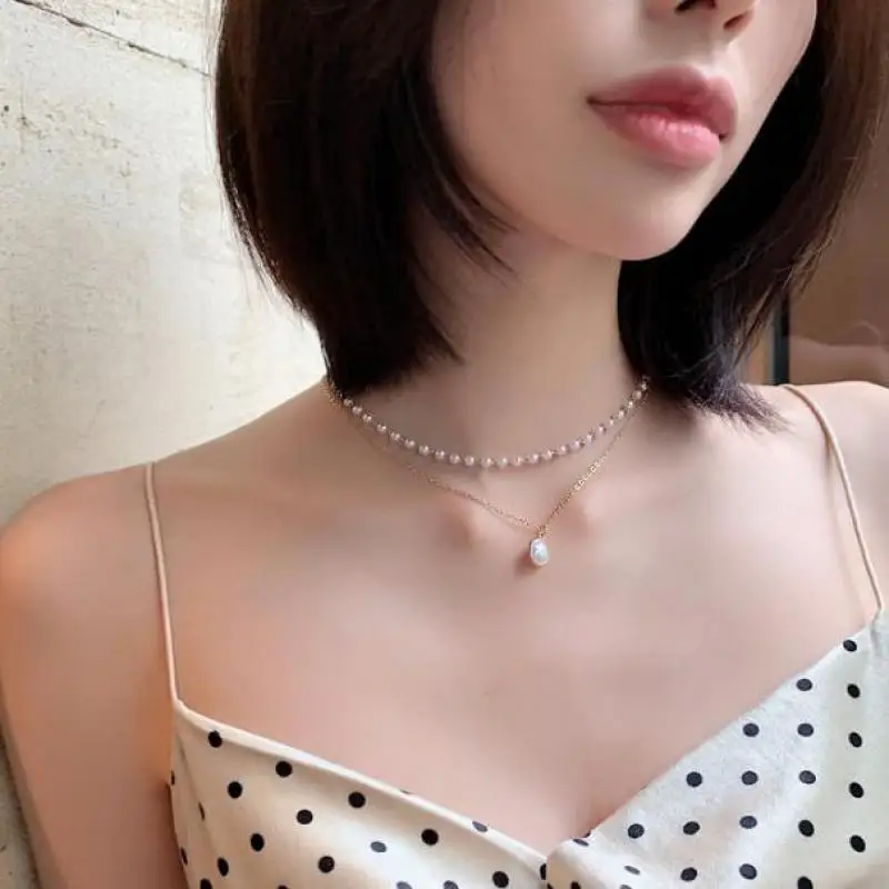 Koreanische Mode Perle Halskette Für Frauen Schmuck Halsband 2025, Trend Neue Süße frauen Doppel Schicht Perle Anhänger Halsketten