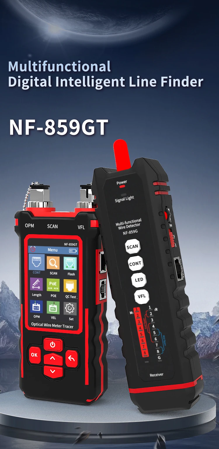 NF-859GT Leitungssucher Netzwerktester Anti-Interferenz Glasfaser-Detektor Optische Leistungsmessung Rotlicht Integrierte Maschine – Detail 1