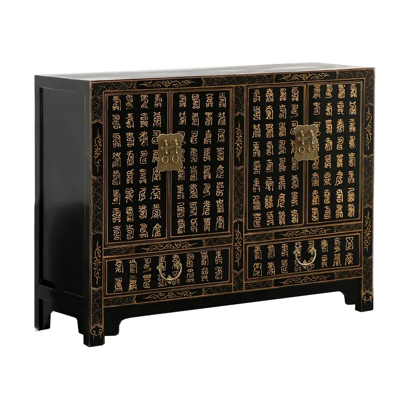 

New Chinese classical furniture antique solid wood handmade gold dining side cabinet wine porch cabinet