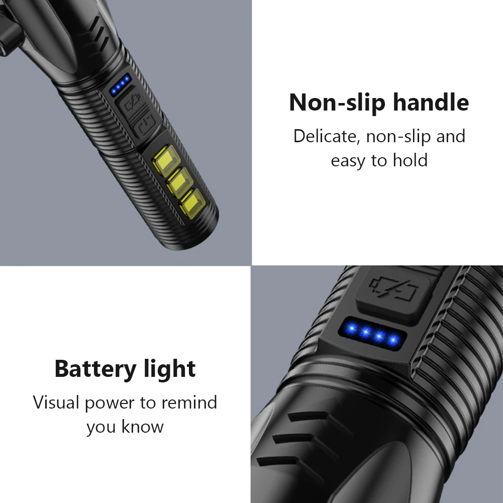 Multi-functional LED Flashlight COB Safety Hammer Lifesaving USB Charging With Magnet Emergency Life-saving Camping Flashlight