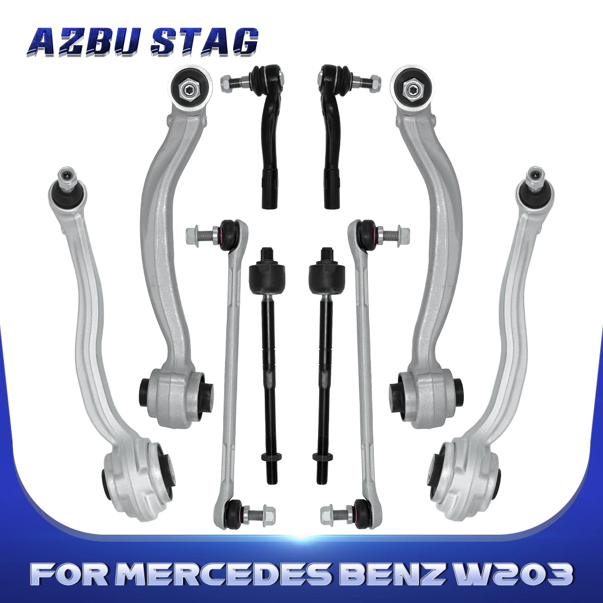 AzbuStag 10Pcs Front Upper Lower Forward Reareward Control Arm Tie Rod Suspension for  Mercedes Benz W203 C250 E350 2008-2015