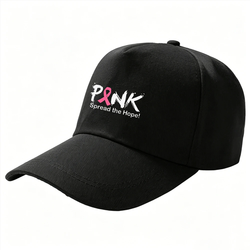 Pink Spread The Hope Pink Ribbon Breast Cancer Awareness Cotton Adjustable Baseball Cap for Survivors Supporters Dad Hat Mens