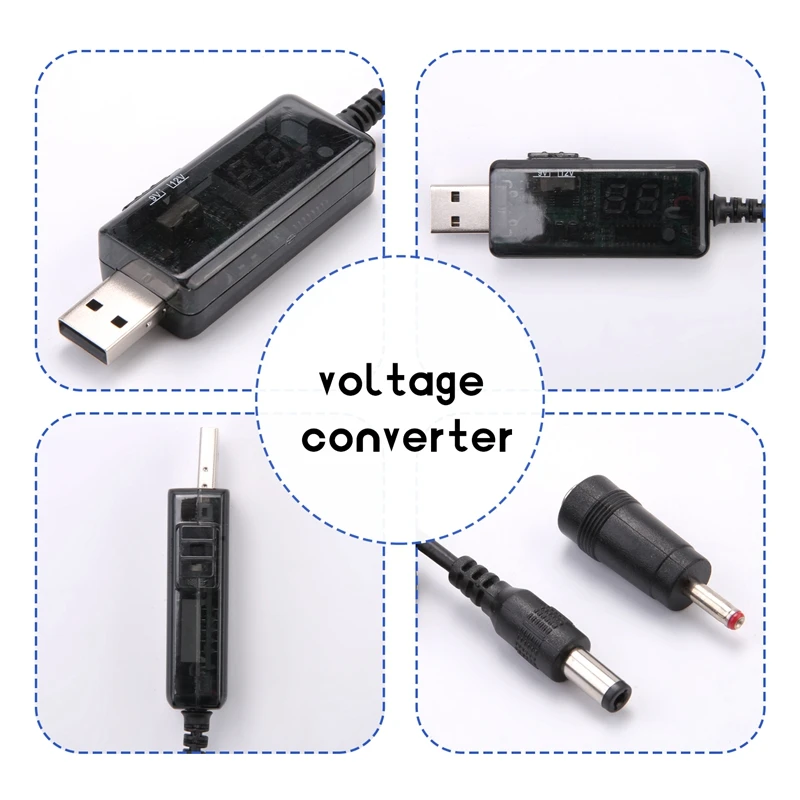 2 Pieces DC 5V To DC 9V 12V USB Voltage Step Up Converter Cable With 1A Step-Up Volt Transformer Power Regulator Line