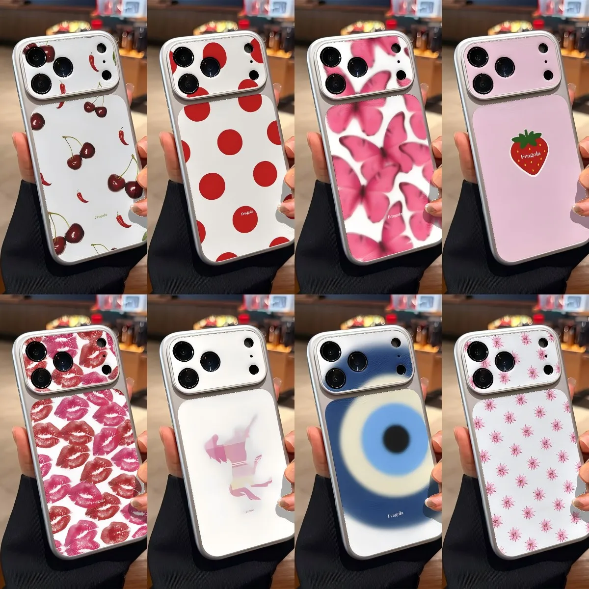 Luxury FRAGOLA Large Viewing Window Phone Case For Samsung Galaxy S26 S25 S24 S23 S22 S21 S20 Plus Ultra 5G Skin texture Cover