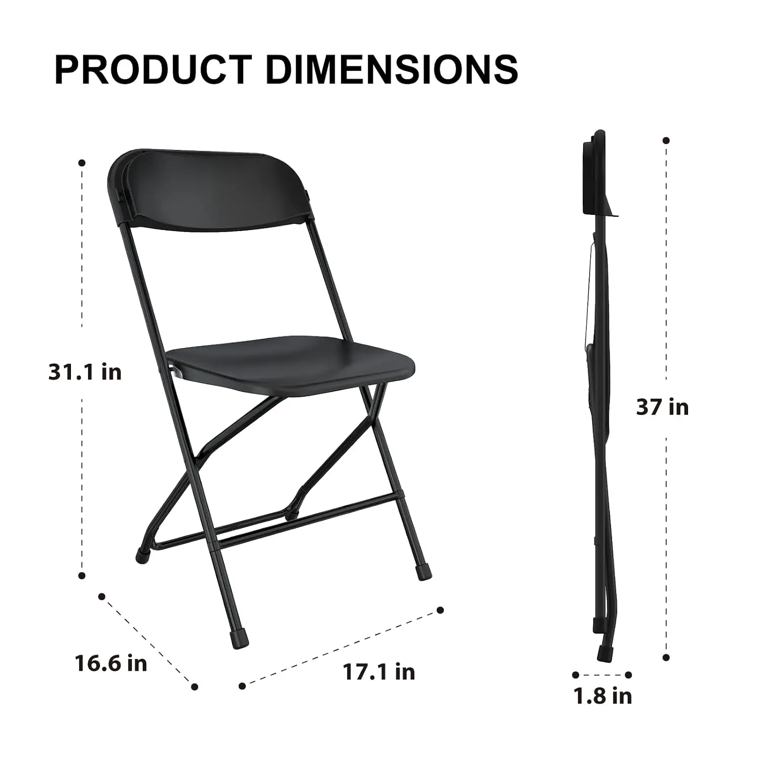 20 Pack Black Folding Chairs for Office Wedding School, 350LBS, Customized