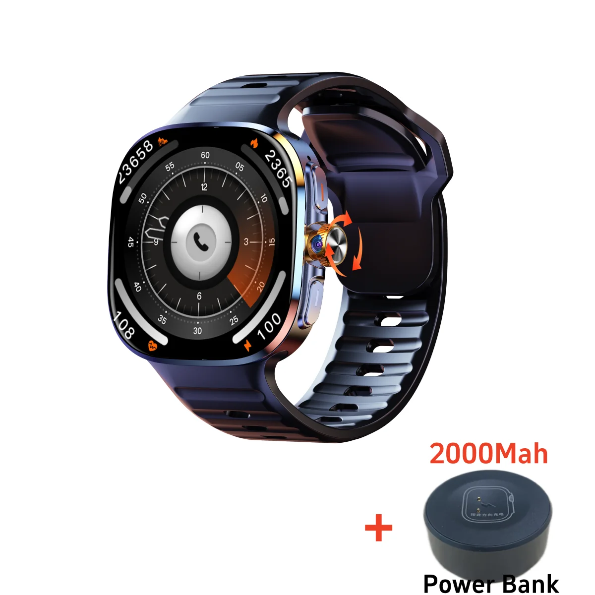Originele M99 Smartwatch 2,4 inch Amoled-scherm inzetstuk 4G / 5G Sim-kaart GPS WIFI 190 °   Roterend cameraspel Android 10.0 Smart Watch