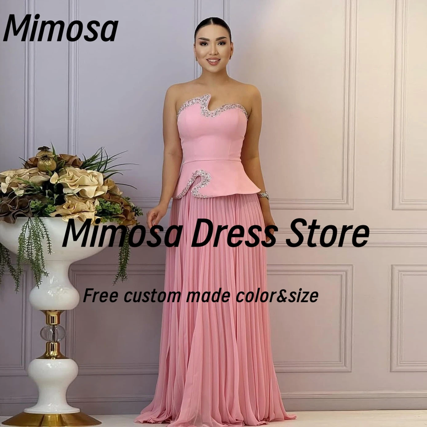 

Mimosa Prom Dresses New Style Neckline 2025 Evening Party Gowns Beaded Long Ruched Special Occasion Dress Customized