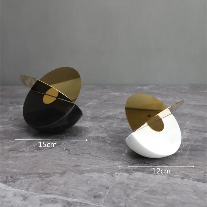 Creative Marble Semi-circular Geometric Crystal Spherical Ornaments, Room Desktop Decorative Ornaments, Metal Handicrafts