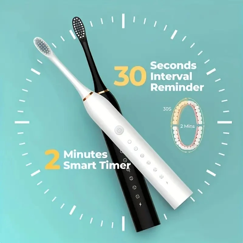 1pc Sonic electric toothbrush adult dental USB charging 6-speed cleaning mode Sonic toothbrush personal care appliances