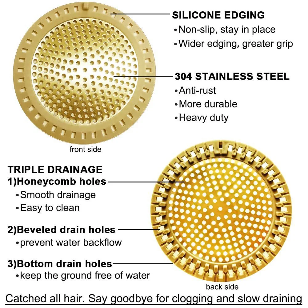 Shower Drain Filter Traps, Stainless Steel & Silicone Covers, Effective Debris Blocker for Bathtub & Bathroom Drainage