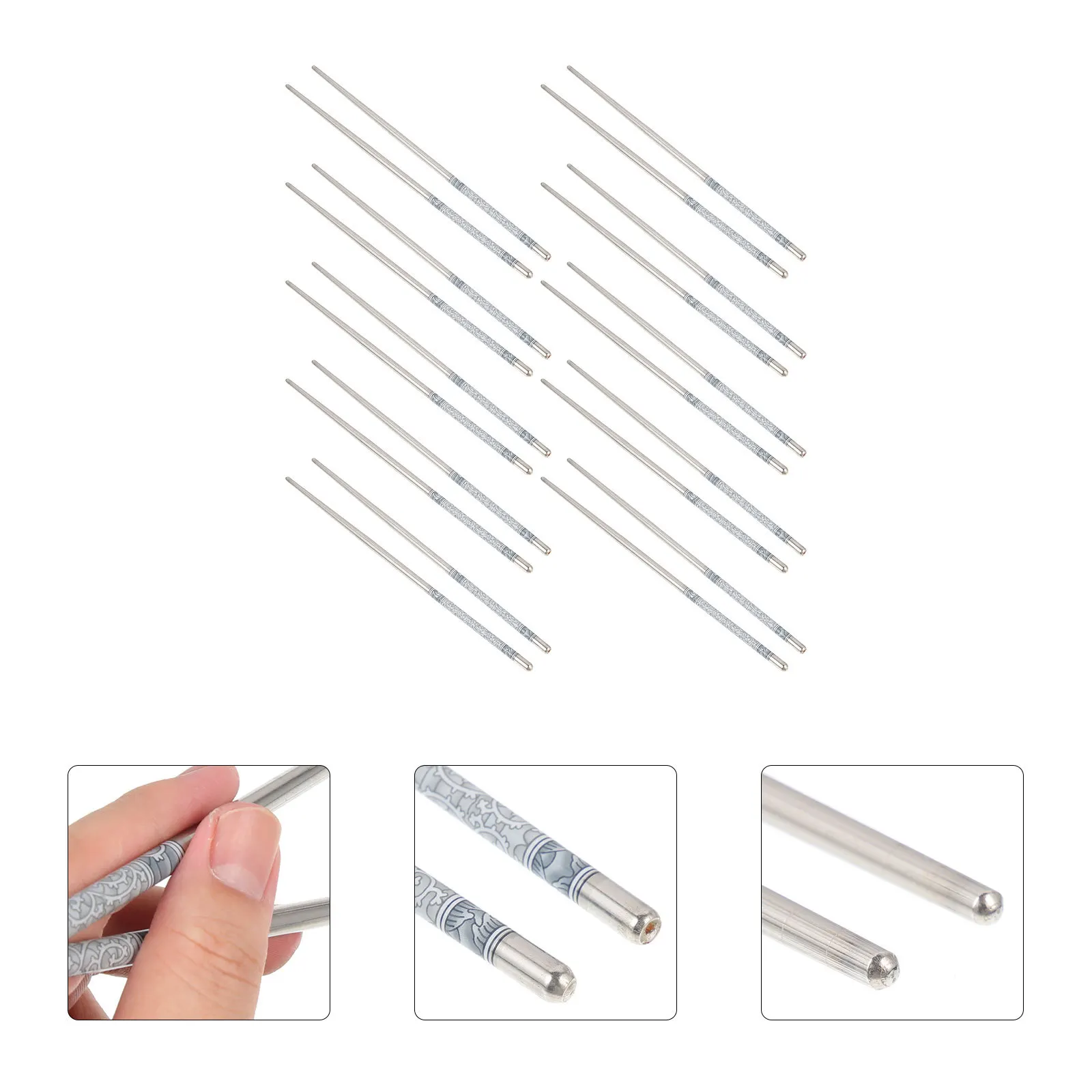 

10pcs Non-Slip Stainless Steel Chopsticks Reusable Lightweight Kitchen Metal Chopsticks Set Exquisite Dishware Gift For Camping