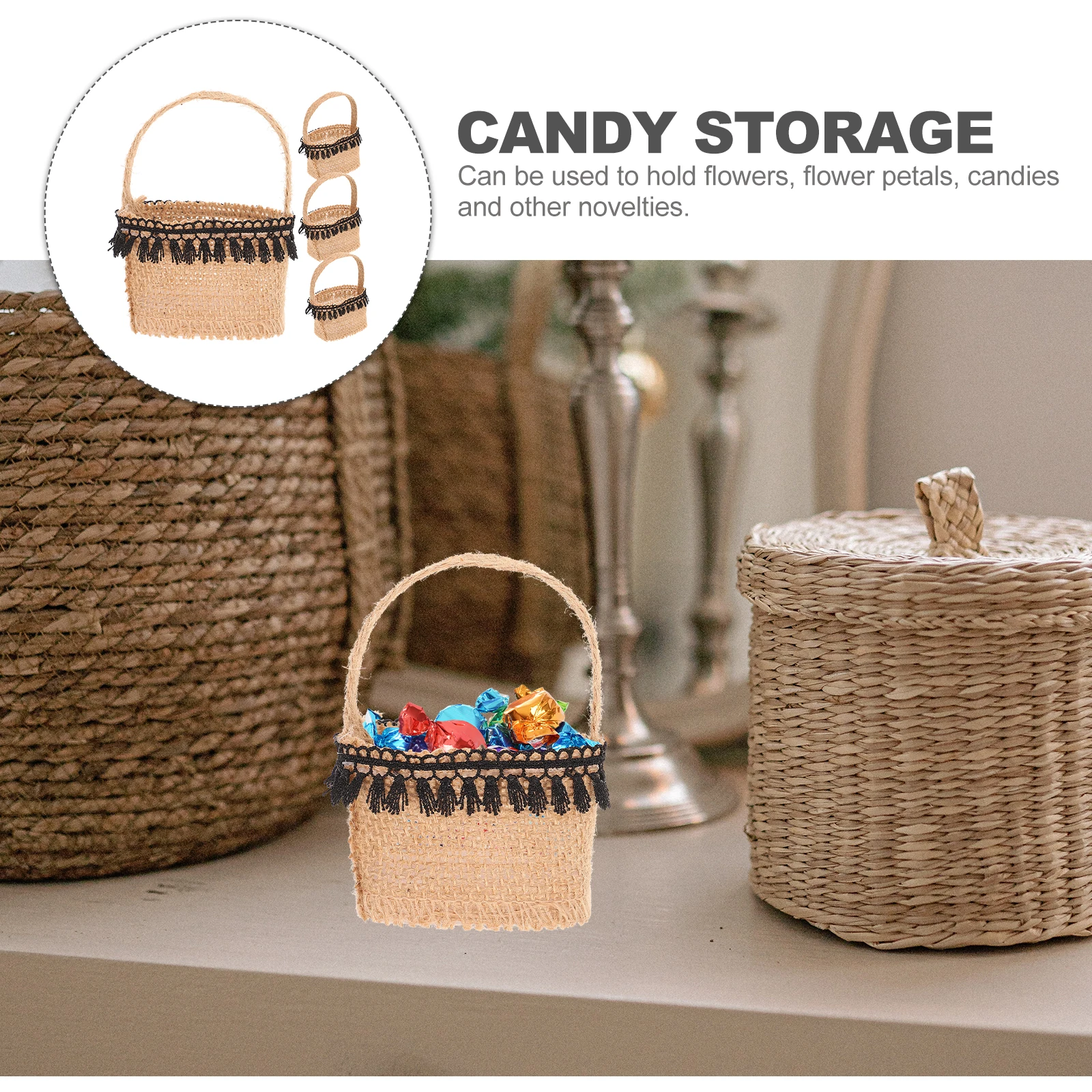 

4 Pcs Basket Burlap Candy Bag Flower Girl Diaper Adornment Wedding Favor Bulk Man