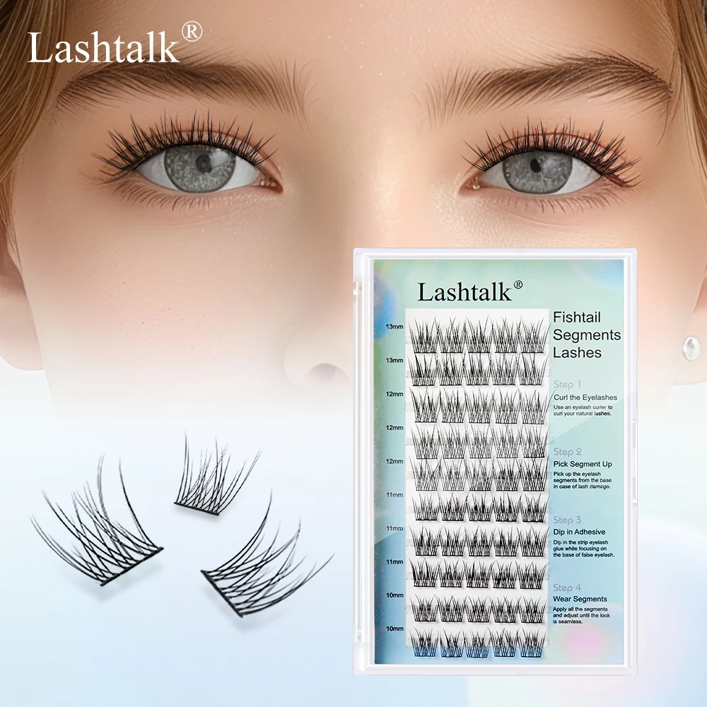Lashtalk 'Fishtail Segments Style' 50 Clusters Included Separated Sections Full Volume Daily Wear DIY False Lashes From NAGARAKU