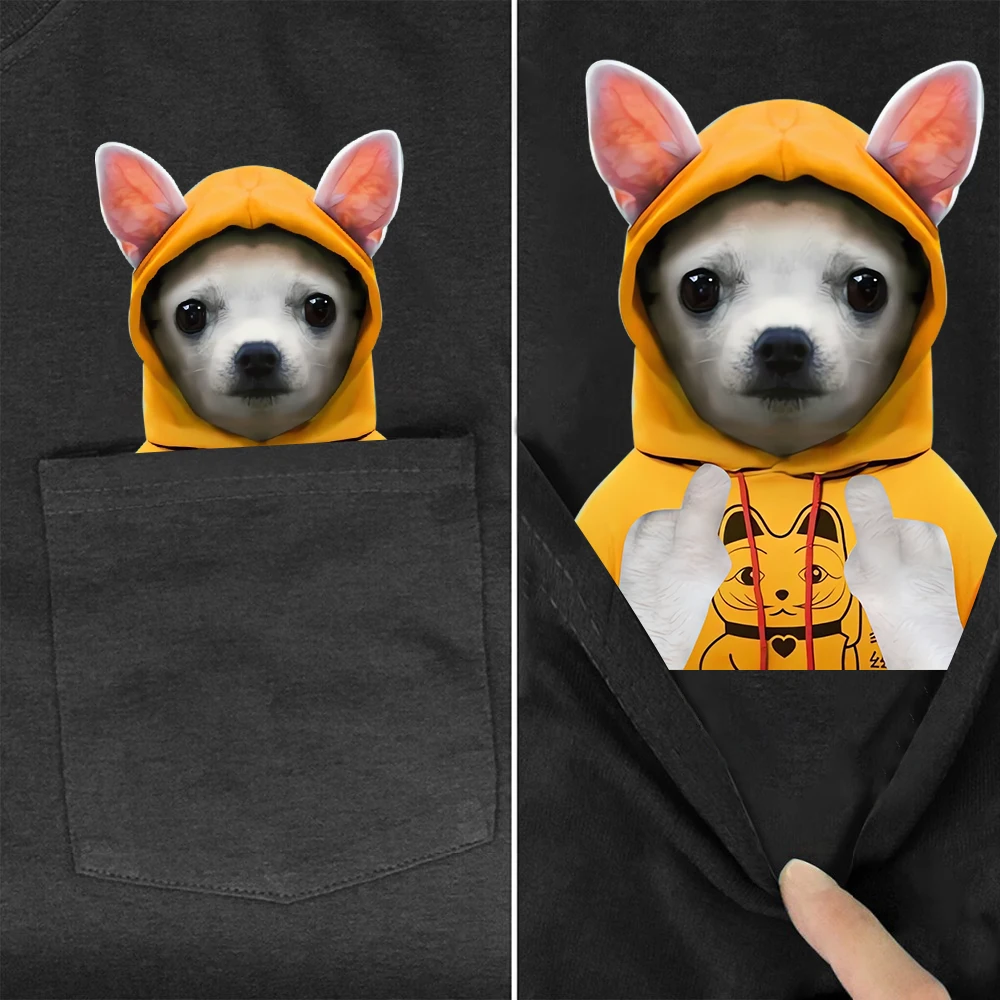 

Хлопковые футболки CLOOCL для чихуахуа, футболка с принтом животных, собак, двойным средним пальцем, карманами, женская одежда, футболки с коротким рукавом