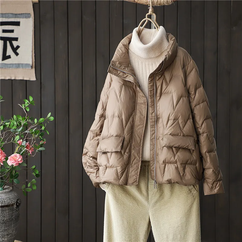 

Women's Lightweight Padded Cotton Jaet Loose Fit Warmth Sli Autumn Winter Outerwear Slimming Trendy Zipper Closure