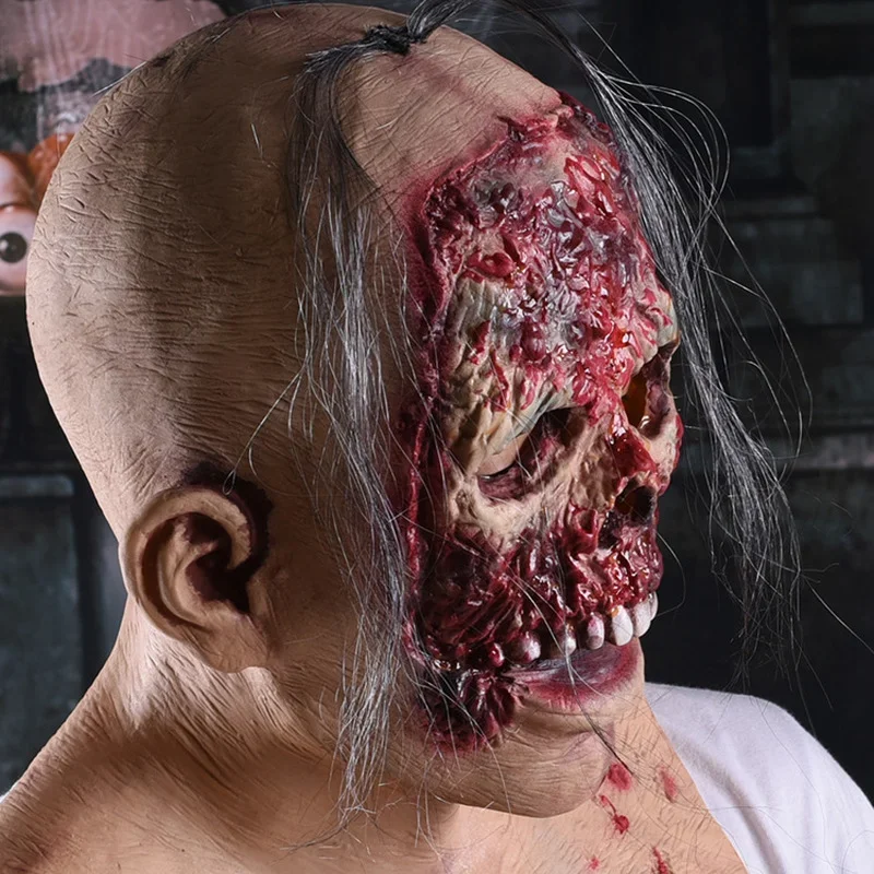 Halloween Horror Zombie Mask Scary Ghost Headgear Rotten Bloody All Face Mask Masquerade Cosplay Costume Party Props