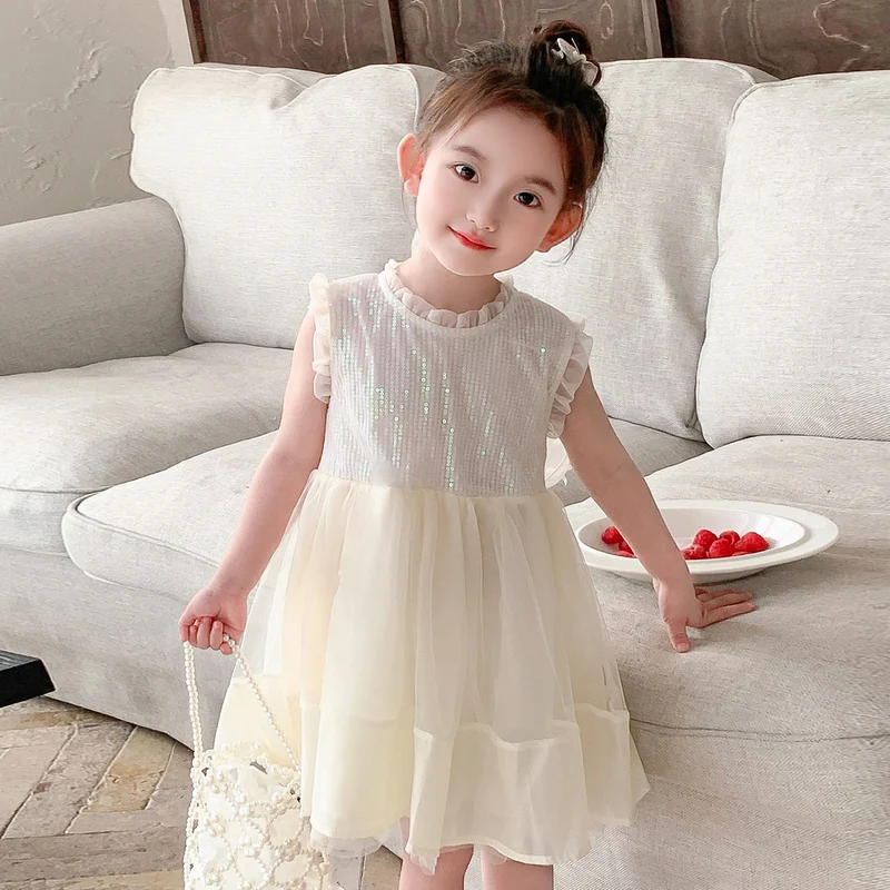 

Baby Girls Party Dresses Summer Kids Lace Sleeveless Wings Princess Dress Beach Dress 2-8 Years Children Clothing Infant Clothes