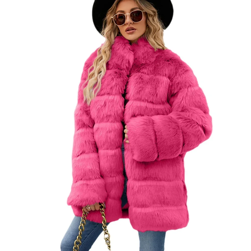 Faux Fur Coat Womens Casual Top Autumn and Winter New Fashion and Popular Fur Coat Women