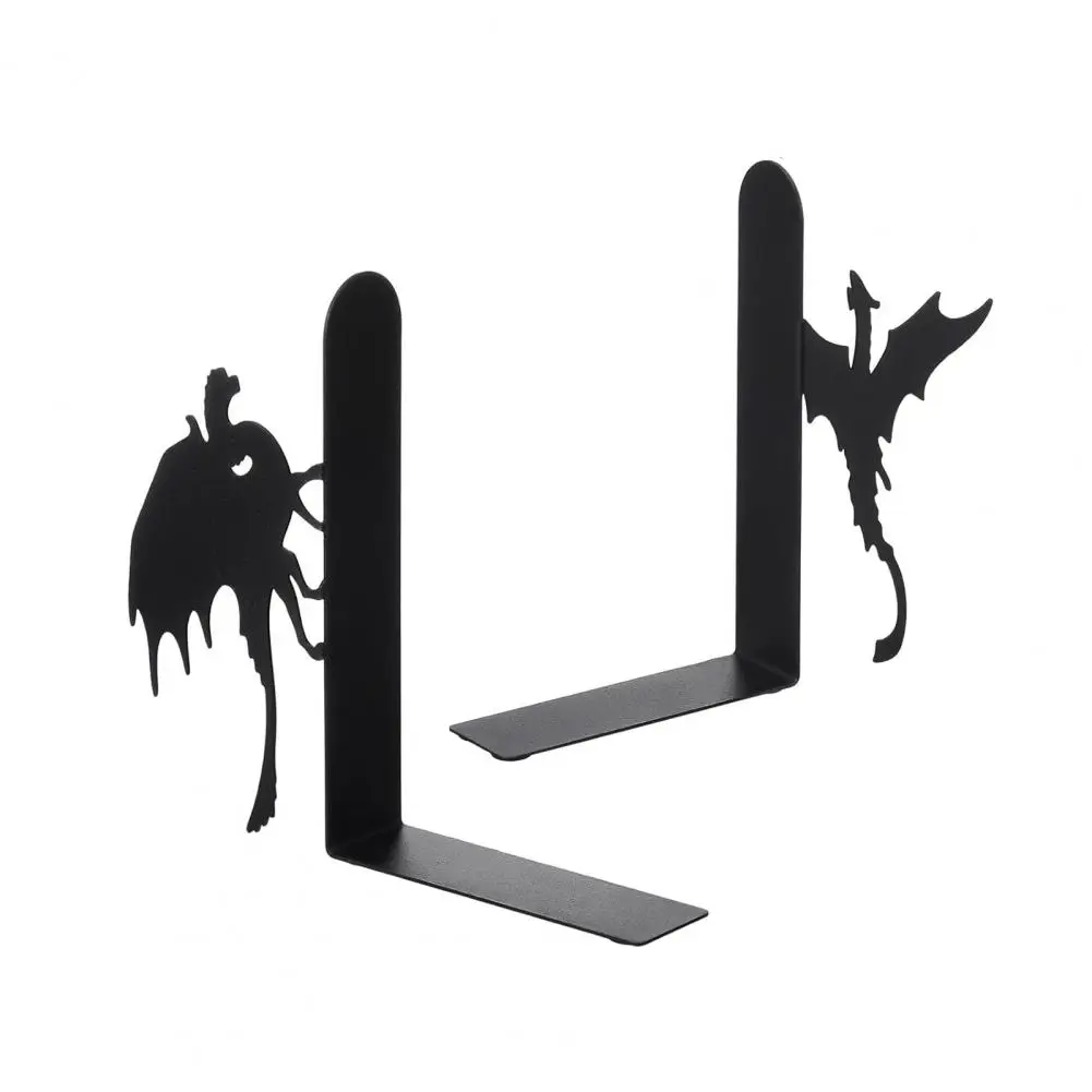Efficient Corner Space Solution Metal Bookends Stylish Black Cat Reindeer Dragon Decor for Home Office or Bookshelf for Women