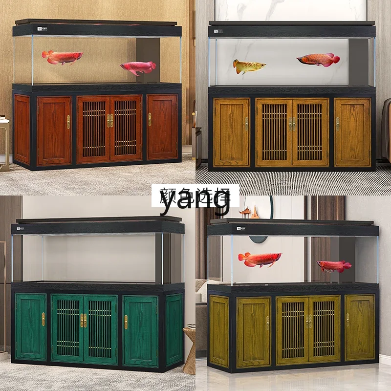 ZL living room bottom filter ecological gold crystal ultra-white glass Chinese high-end solid wood arowana tank