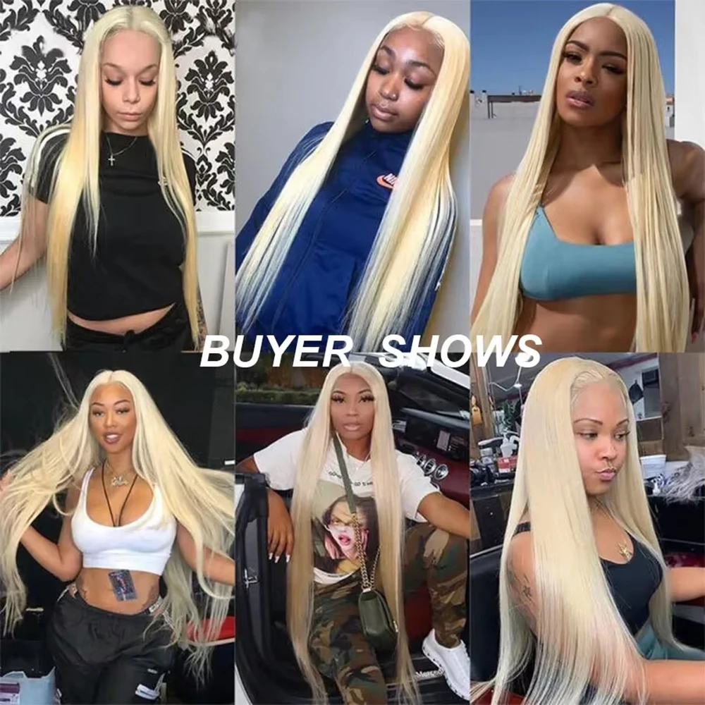 16 36 pollici HD Trasparente 613 Bionda Dritto 200 180 Densità 13x4 13x6 Anteriore Del Merletto Parrucche Dei Capelli Umani Brasiliani Per Le Donne Nere