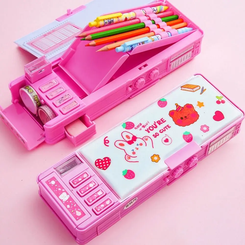 

Cartoon Mechanical Deformation Girl Gift Stationery Box Pen Case Combination Lock Pencil Box