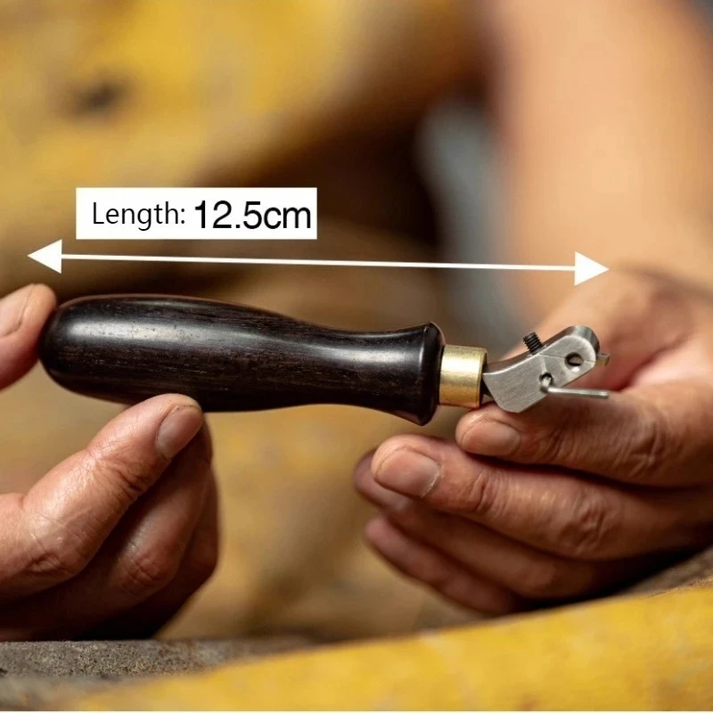 Dig Slot Tool/Wooden Cone Handle Copper Hoop DIY Leather Grooving and Sole Edge Trimming Goodyear Handmade Repair Shoes Tool