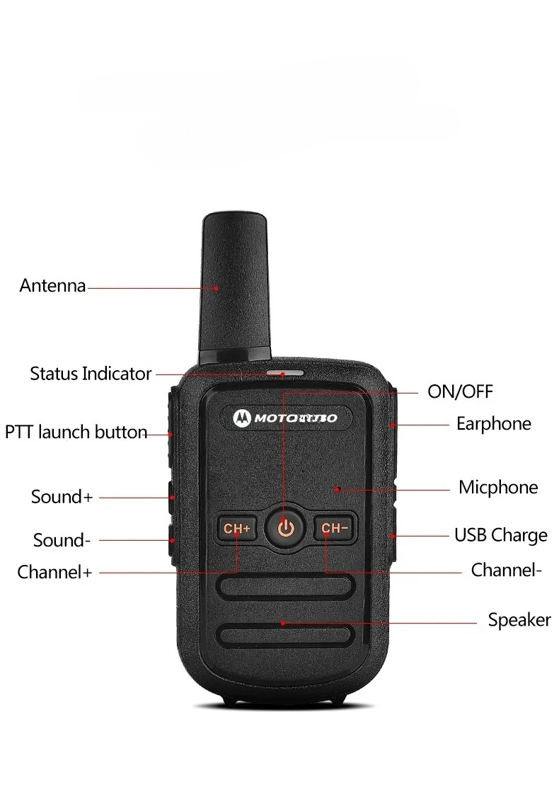 Mini PT858 Walkie Talkie Radio Dua Arah Portabel PMR FRS Radio Komunikator Jarak Jauh Walkie-Talkie Anak untuk Bisnis Hotel