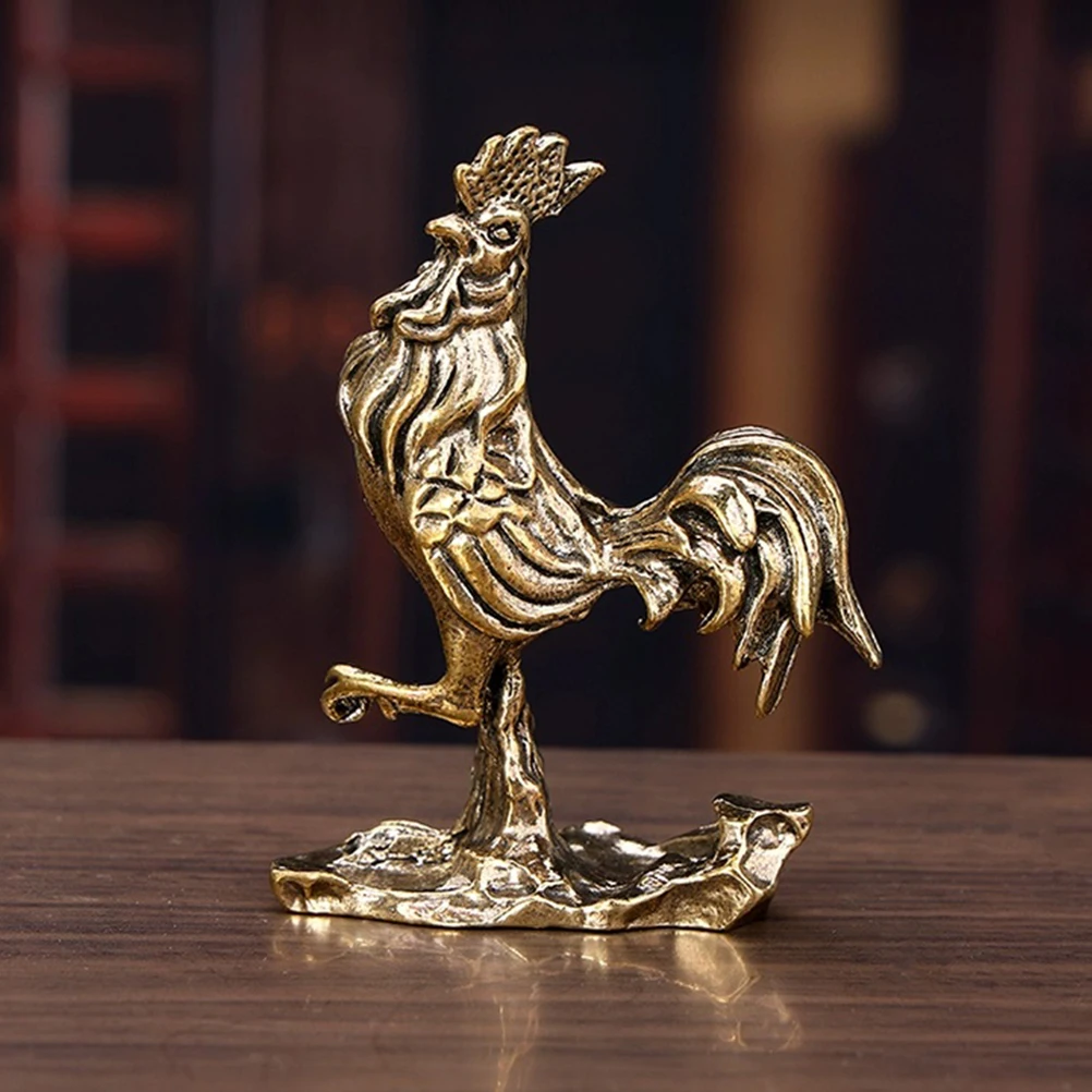 

Creative Brass Chicken Statue nament Garden Decor Desktop Adornment Sturdy Miniature Retro Figurine Space Saving Unique Metal