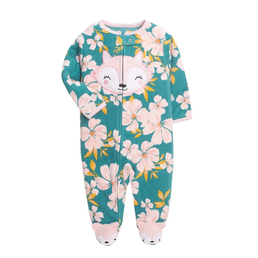 Footed Warm Baby Rompers 2023 Spring Fall Micro Polar Fleece Hot Baby Pajamas jumpsuits Infant baby boy girl sleepwear 0/3-12M