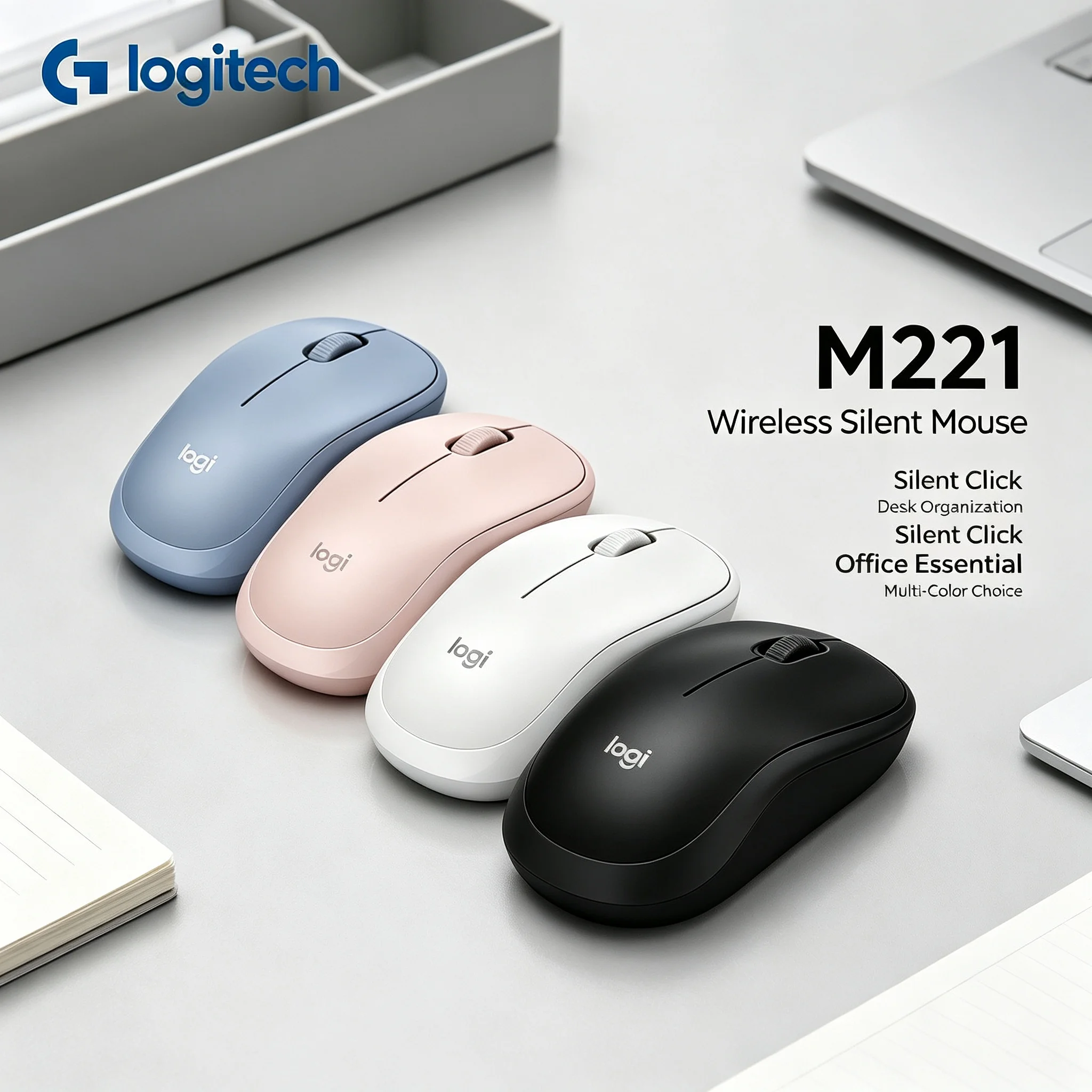Logitech M221 Long Battery Silent Click Mouse 10m Wireless Transmission Range Mice For Travel Office