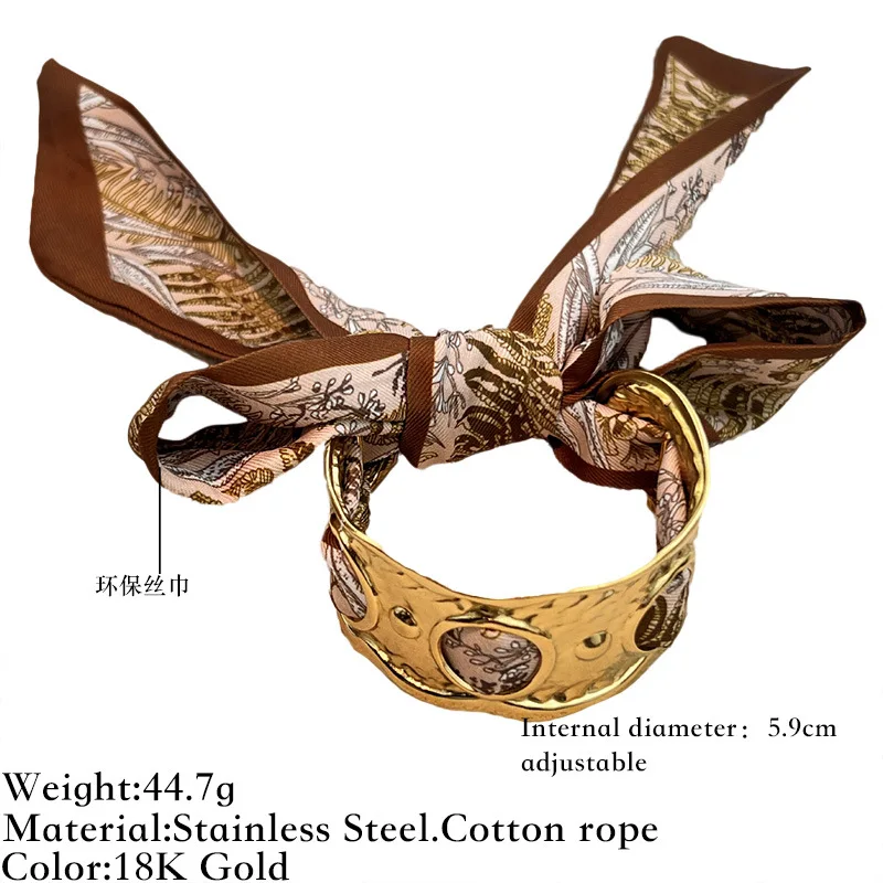 الفولاذ المقاوم للصدأ واسعة محفورة سوار فارغ y2k الشمس والقمر على شكل وشاح سوار الرجعية الخريف والشتاء المرأة رائعة je