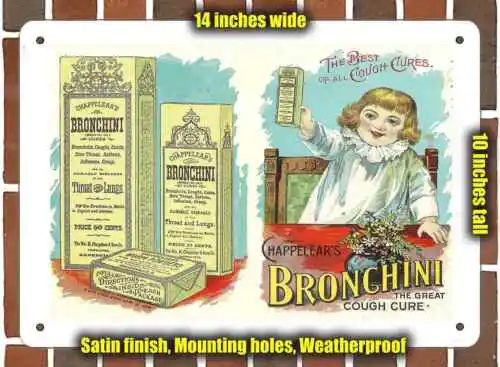 Metal Sign - 1910 Bronchini Cough Cure - 10x14 inches