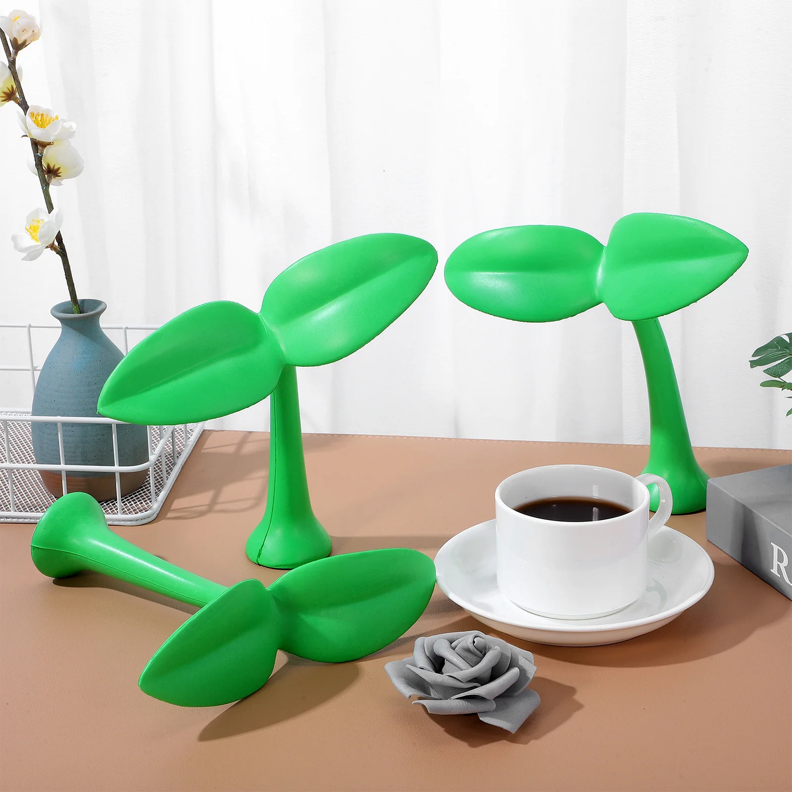 3 قطعة سقف الديكور الفول تنبت ثلاثية الأبعاد ملصق الأخضر العشب سيارة ملصق مائي الوفير حلية اكسسوارات السيارات الخارجية مضحك سيارة #1