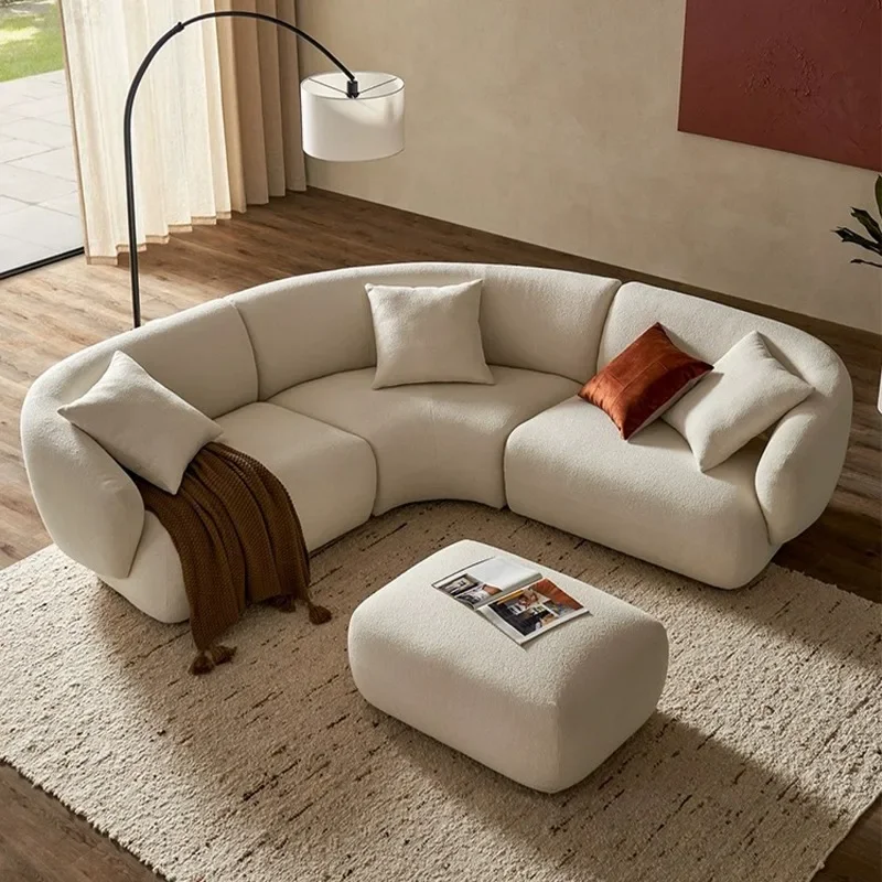 Curved corner sofa Hotel office Living room Beauty salon Reception lounge Lamb fleece sofa